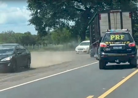 Ladrão perseguido pela polícia com caminhão roubado quase provoca acidente na BR-163