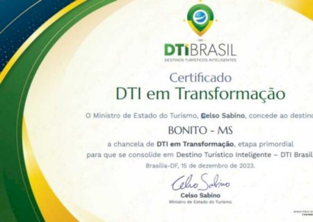 Bonito recebe primeiro certificado do projeto Destinos Turísticos Inteligentes