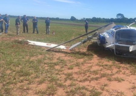 Helicóptero do Governo de Mato Grosso do Sul cai com quatro servidores a bordo em Campo Grande