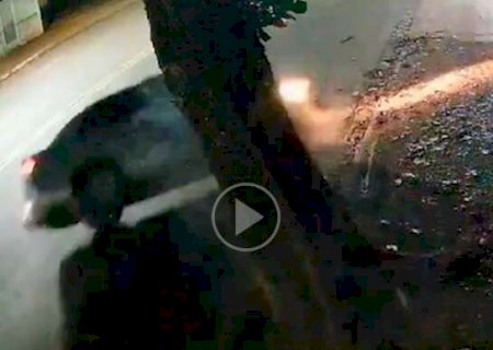 V&iacute;deo mostra pancada de carro em &aacute;rvore na Avenida Tamandar&eacute;