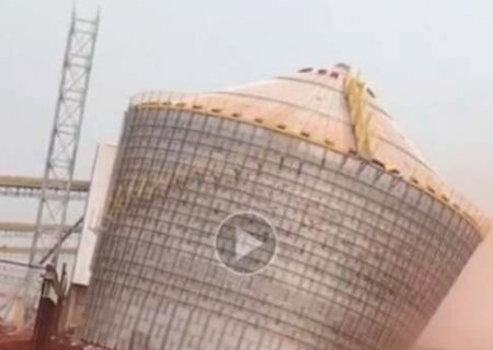 Silo desmorona e bombeiros s&atilde;o acionados para socorrer funcion&aacute;rios