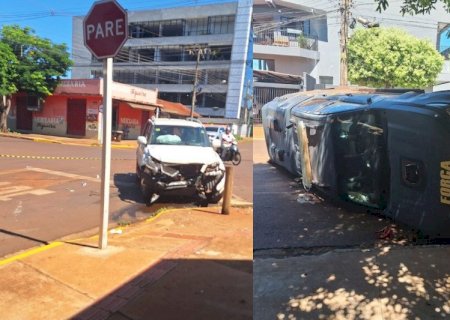 Viatura da Força Nacional capota em acidente em Dourados