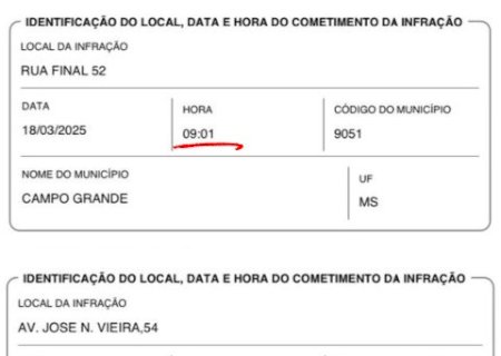 Motorista recebe duas multas no mesmo dia, hora e minuto, mas em ruas diferentes