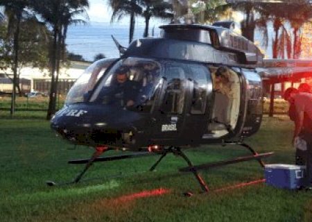 Helic&oacute;ptero da PRF traz &oacute;rg&atilde;os de Dourados para transplante na Capital
