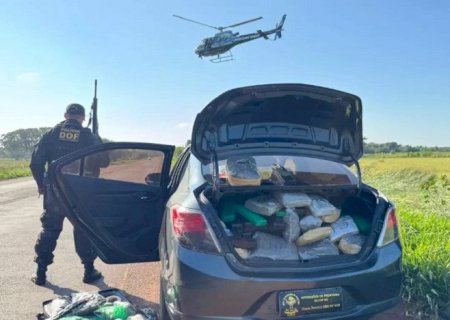 Com apoio de Helicóptero, DOF  faz apreensão de R$ 1 milhão em drogas, levando dois presos