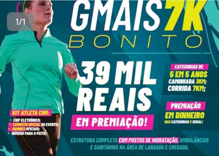 Corrida GMAIS 7K promete agitar Bonito com maior premiação da história e espírito de celebração da vida
