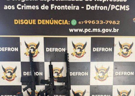 Defron prende rapaz em flagrante com 3 fuzis, cocaína e skunk em Ponta Porã