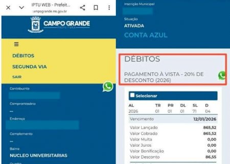 MP investiga indu&ccedil;&atilde;o ao erro em desconto de 20% do IPTU de Campo Grande