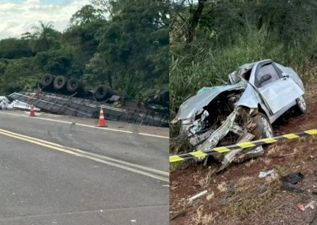 Batida brutal entre carreta e carro mata homem na BR-163 em MS