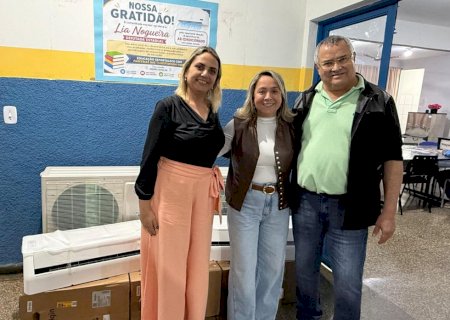 Com quase R$ 2 milhões investidos na educação, Lia Nogueira amplia climatização de escola em Dourados