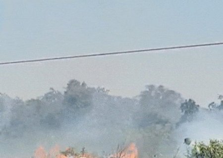 Cena corriqueira atualmente, inc&ecirc;ndio em terreno &eacute; combatido com baldes de &aacute;gua